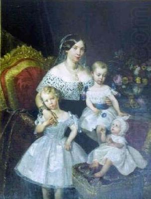 unknow artist Louise Marie Therese d'Artois, Duchess of Parma with her three children china oil painting image